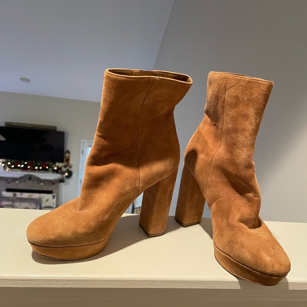 Michael Kors Tan Suede Heeled Boots - Picture 2 of 5